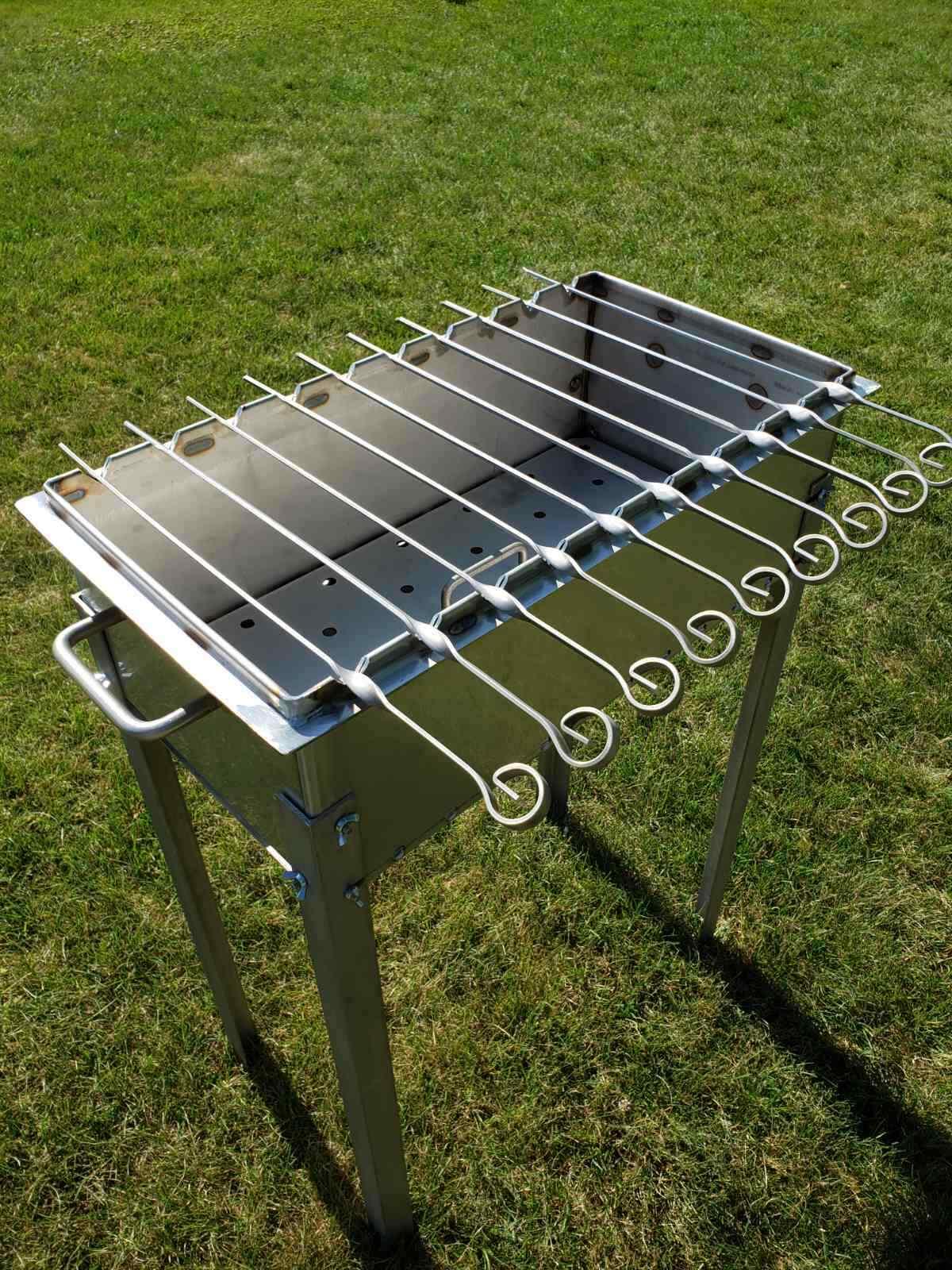 Heavy-duty Stainless Steel BBQ Grill / MANGAL 11 Ga (3mm) + 10 skewers