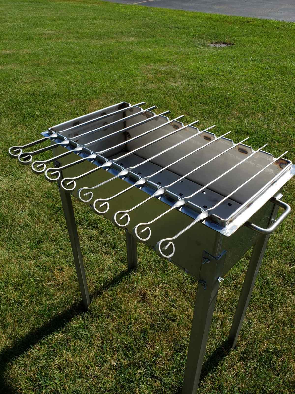 Heavy-duty Stainless Steel BBQ Grill / MANGAL 11 Ga (3mm) + 10 skewers