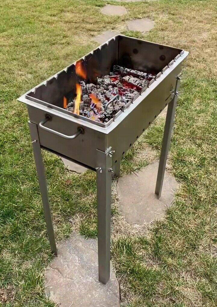 Heavy-duty Stainless Steel BBQ Grill / MANGAL 11 Ga (3mm) + 10 skewers