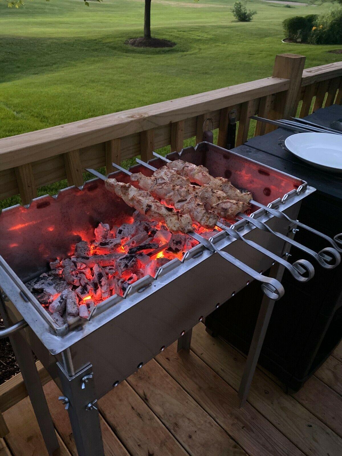 Heavy-duty Stainless Steel BBQ Grill / MANGAL 11 Ga (3mm) + 10 skewers
