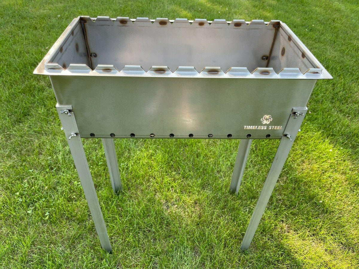 Heavy-duty Stainless Steel BBQ Grill / MANGAL 11 Ga (3mm) + 10 skewers