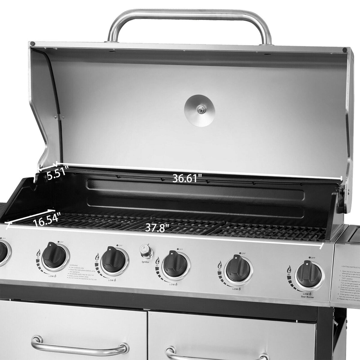 Royal Gourmet 6-Burner Stainless Steel Liquid Propane Gas Grill SG6002
