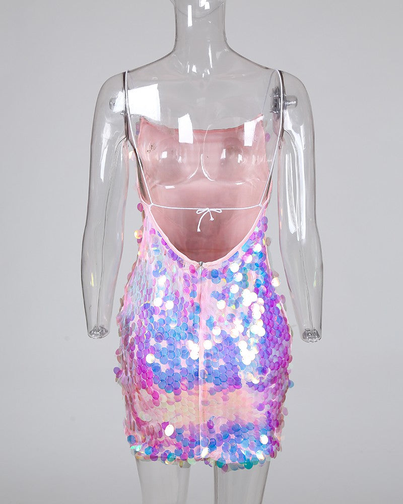 Sequins Spaghetti Strap Bodycon Dress