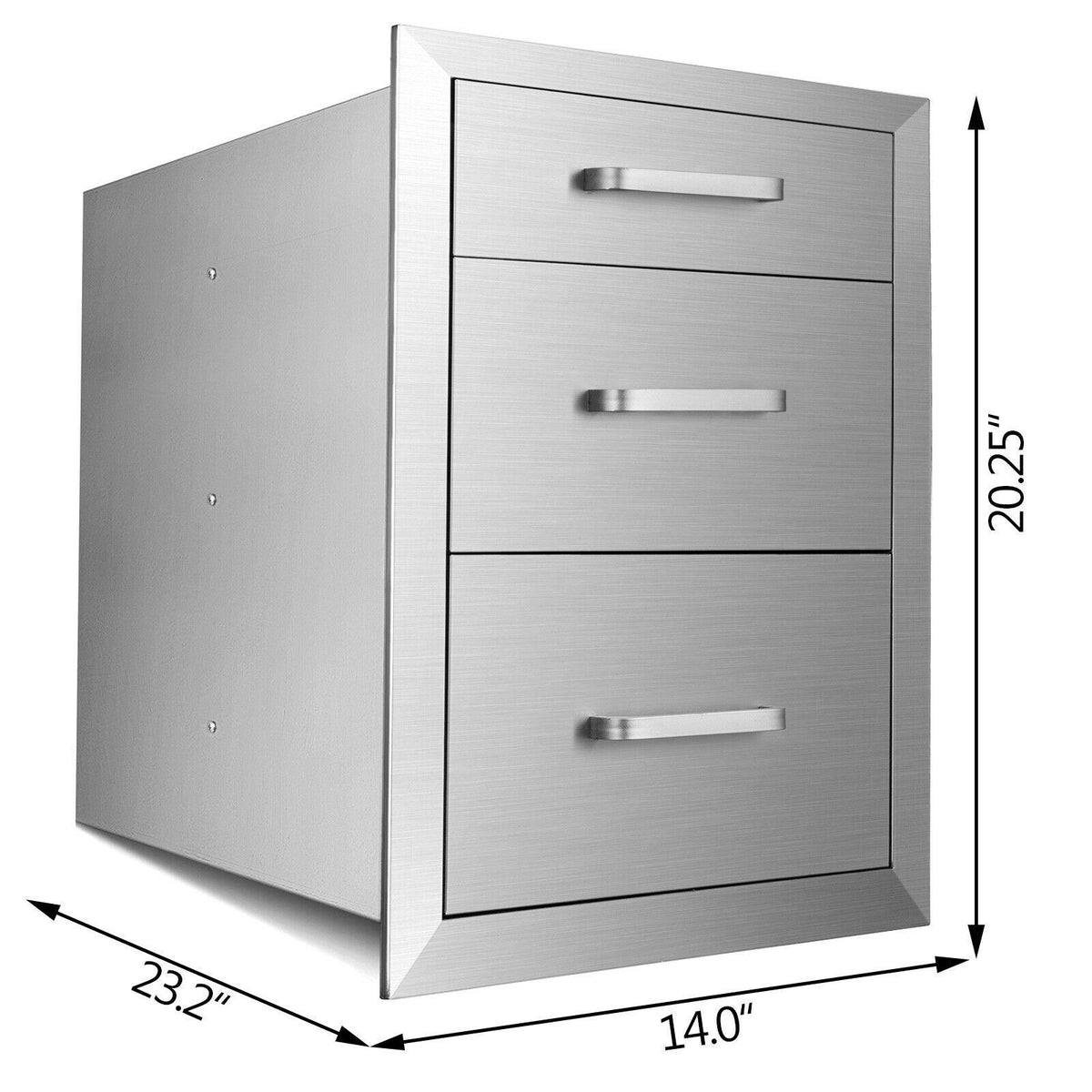 14x23x20 Inch Triple Worktable Stainless Steel Outdoor Kitchen BBQ Access Drawer