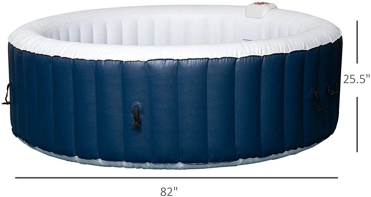 Outsunny 4-6 Person Inflatable Portable Hot Tub Outdoor Round Heated Spa with 130 Jets, Cover, Filter Cartridges, Blue