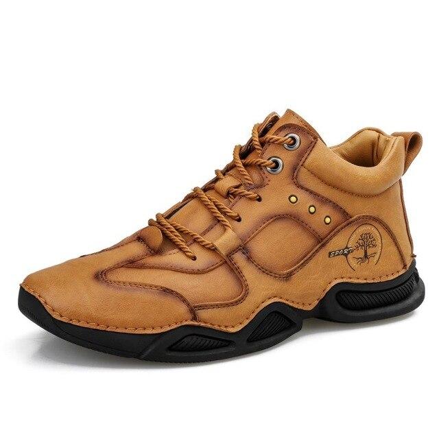 Men Hand Stitching Microfiber Leather Soft Ankle Boots