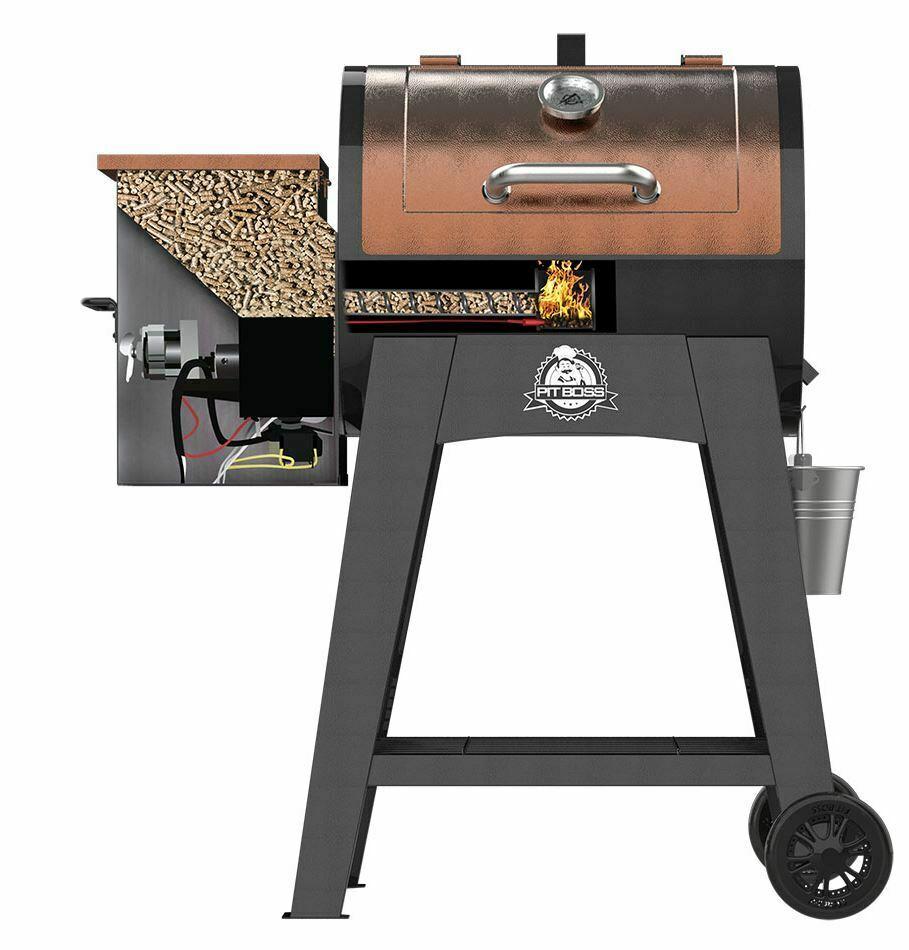 Smoker Grill Wood Pellet Flame Broiler Meat Probe Large Cooking Surface Brown