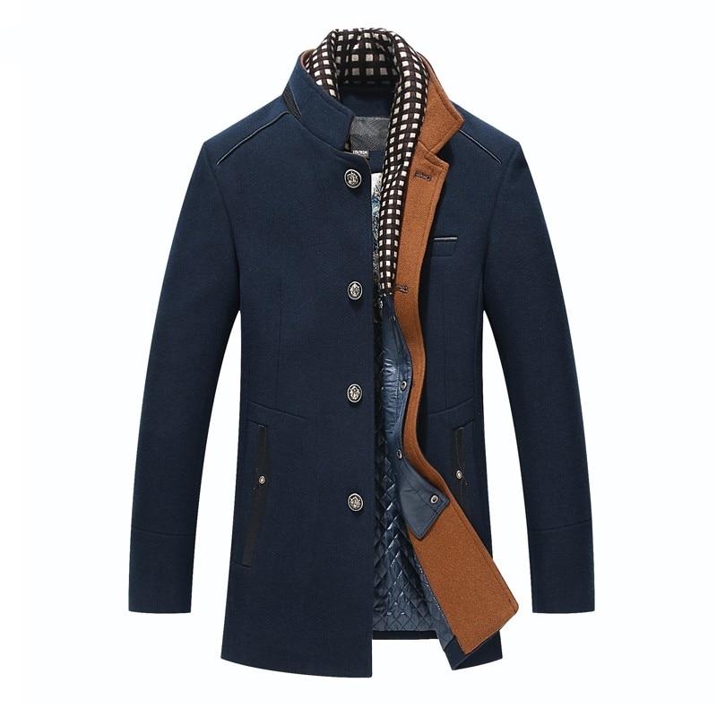 Fashion Business Double Collar Thicken Men Trench Coat