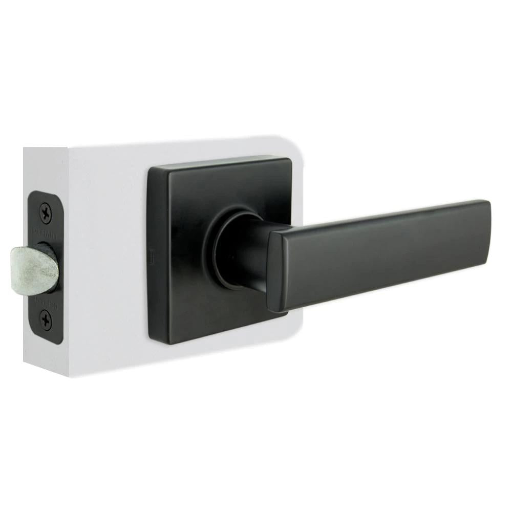 WestMatte Black Hall and Closet Door Lever with Square Rose (4-Pack)
