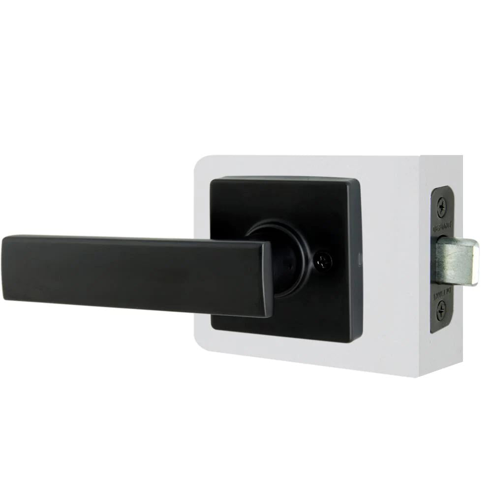 WestMatte Black Hall and Closet Door Lever with Square Rose (4-Pack)