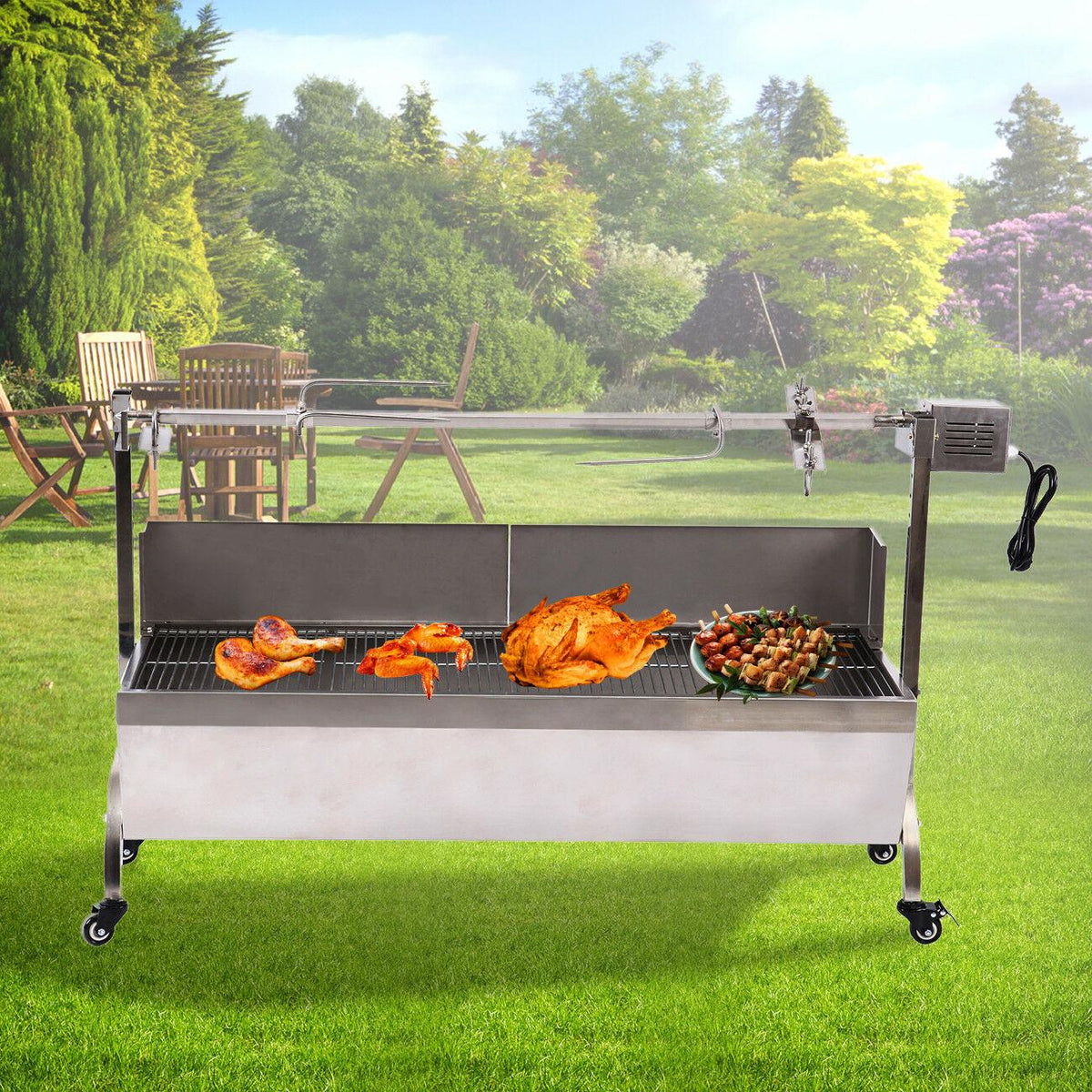 Large Stainless Steel Roaster Rotisserie BBQ Cooking Pig Lamb Chicken BBQ Party