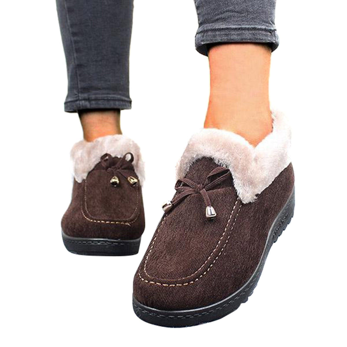 Ladies Winter Plush Lining Cotton Shoes Flat Boots
