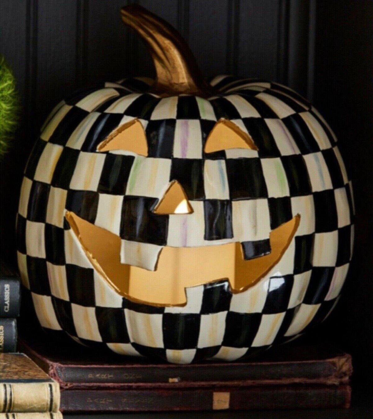 MacKenzie-Childs Courtly Check Illuminated Jack OLantern in Box