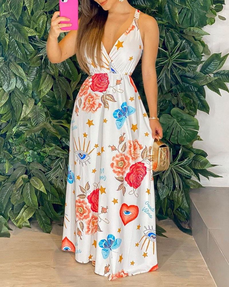 All Over Print Sleeveless Maxi Women Dress