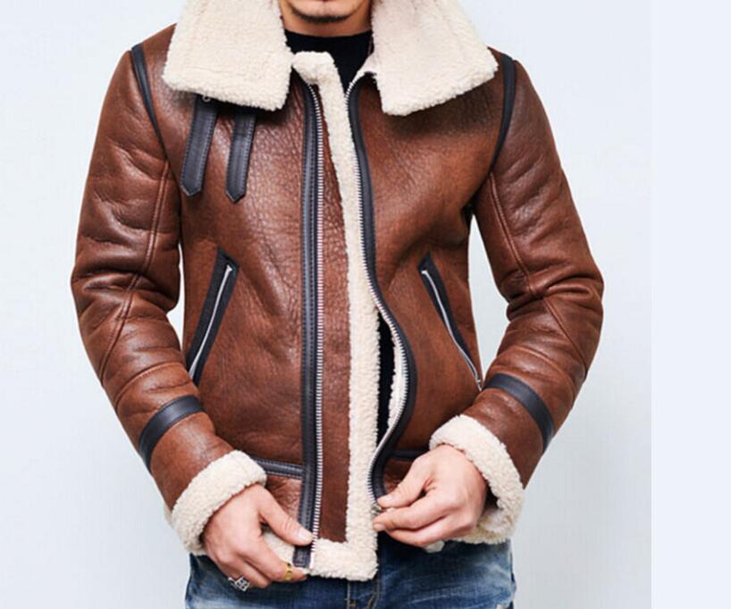 Fashion Men Winter Faux Leather Jacket