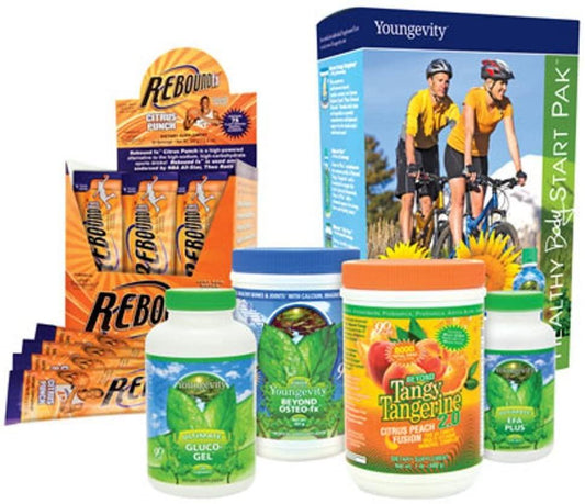 (INTERNATIONAL SHIPPING) Youngevity Healthy Body Athletic Pack 2.0 (Beyond Tangy Tangerine 2.0, Osteo FX Powder, Ultimate EFA Plus, Rebound FX, Glucogel)