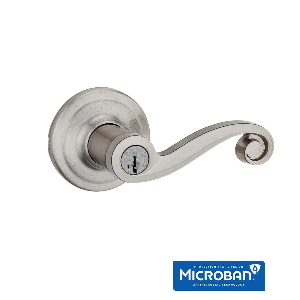 Lido Satin Nickel Entry Door Lever Featuring SmartKey Security