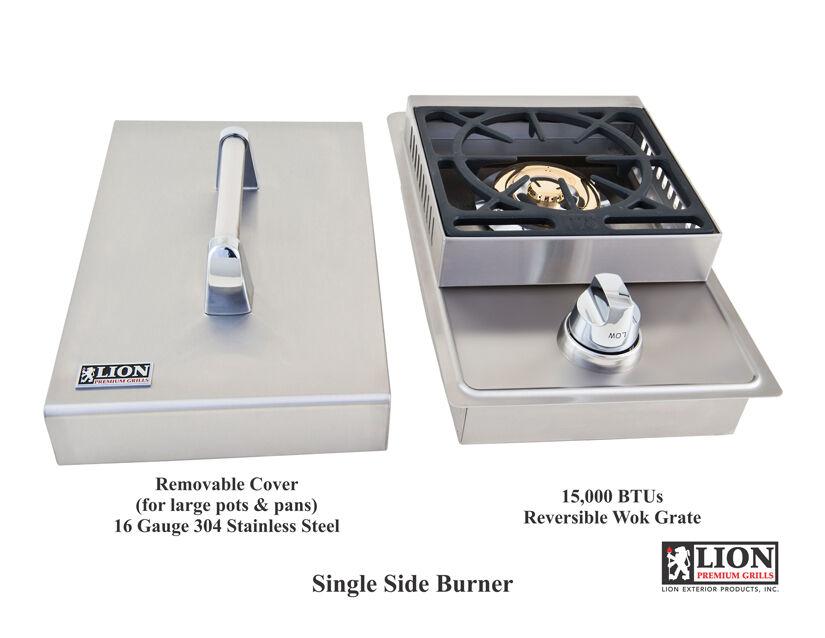 LION PREMIUM GRILLS SINGLE DROP IN BBQ ISLAND SIDE BURNER 15KBTU PROPANE -L6247-