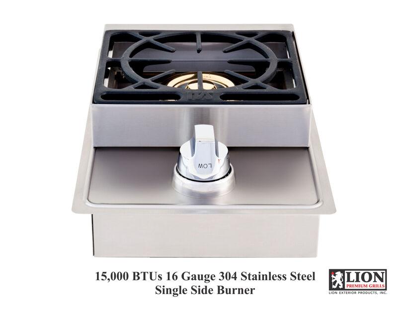 LION PREMIUM GRILLS SINGLE DROP IN BBQ ISLAND SIDE BURNER 15KBTU PROPANE -L6247-