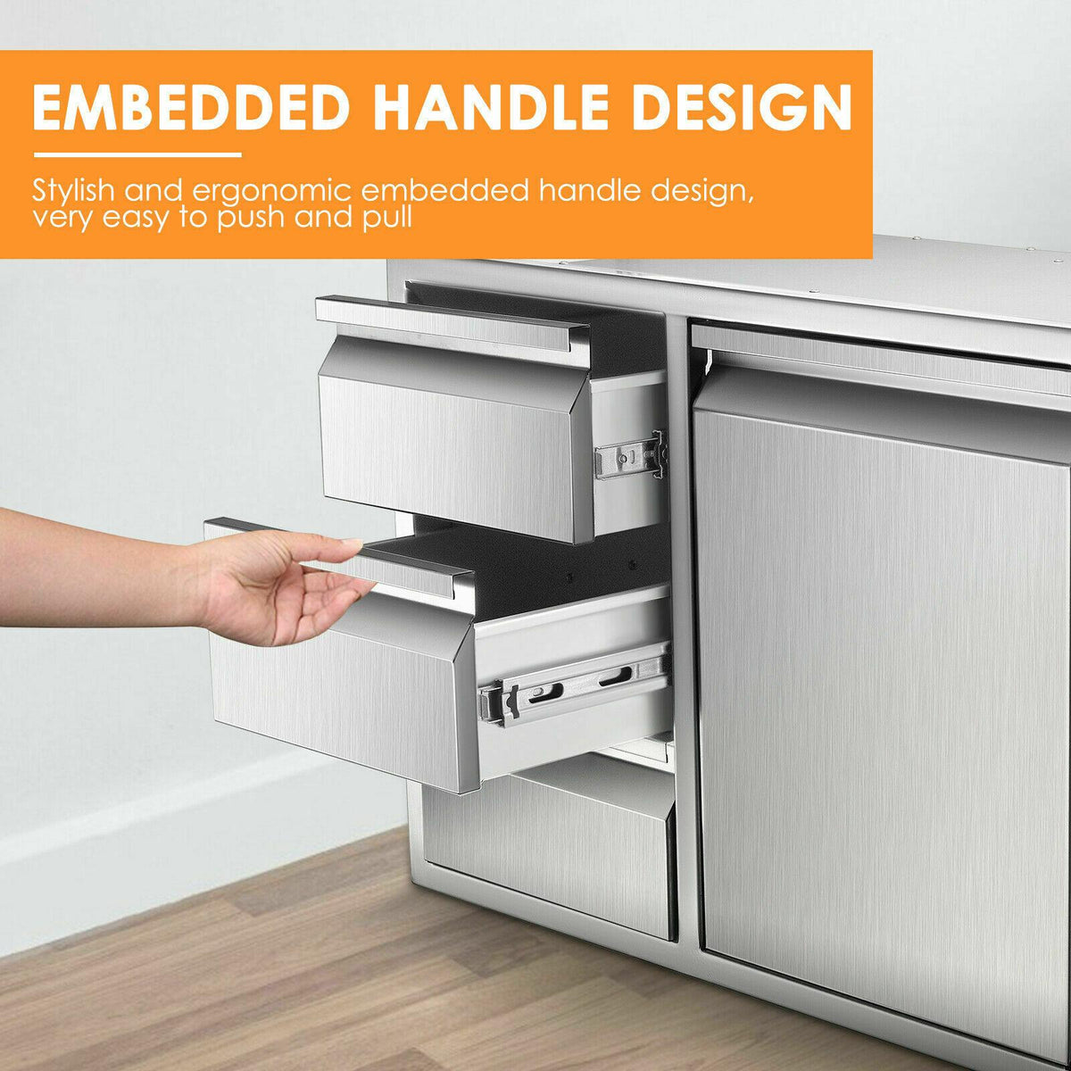 28*22*19.5" Barbecue Door 3 Drawer Combination Outdoor Kitchen Rack Storage