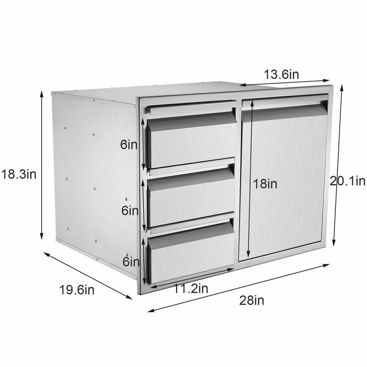 28*22*19.5" Barbecue Door 3 Drawer Combination Outdoor Kitchen Rack Storage