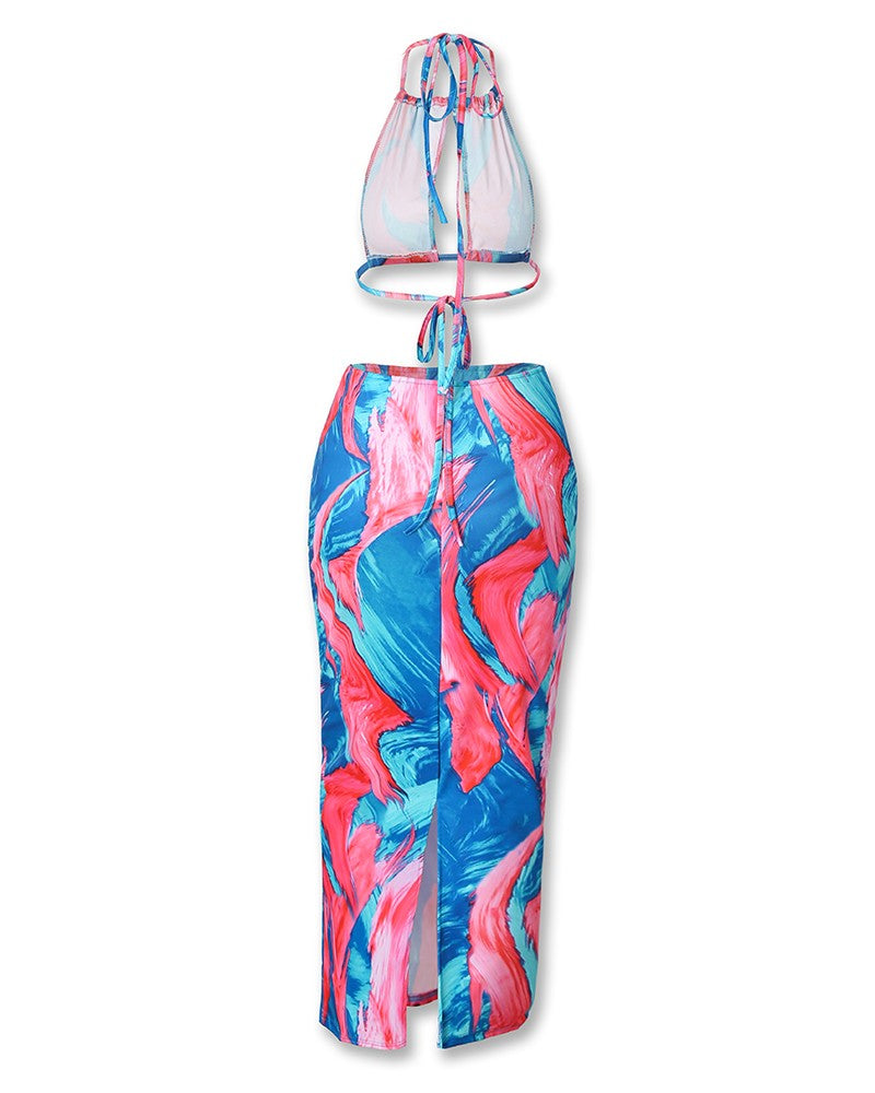 Open Back Halter Tie Dye Dress
