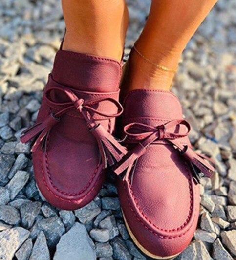 New Leather Women Walking Loafers
