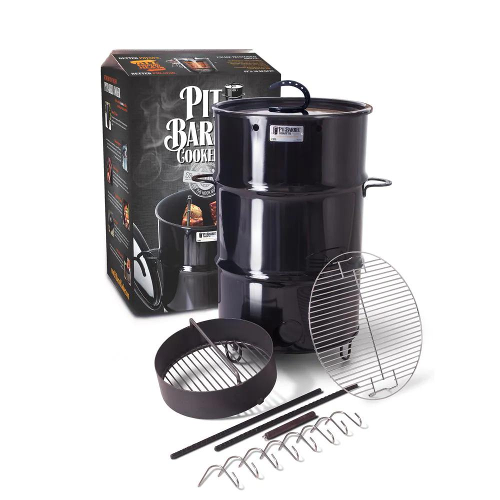 Vertical Charcoal Smoker Manual Ignition 1-Rack Steel Coal Basket Included