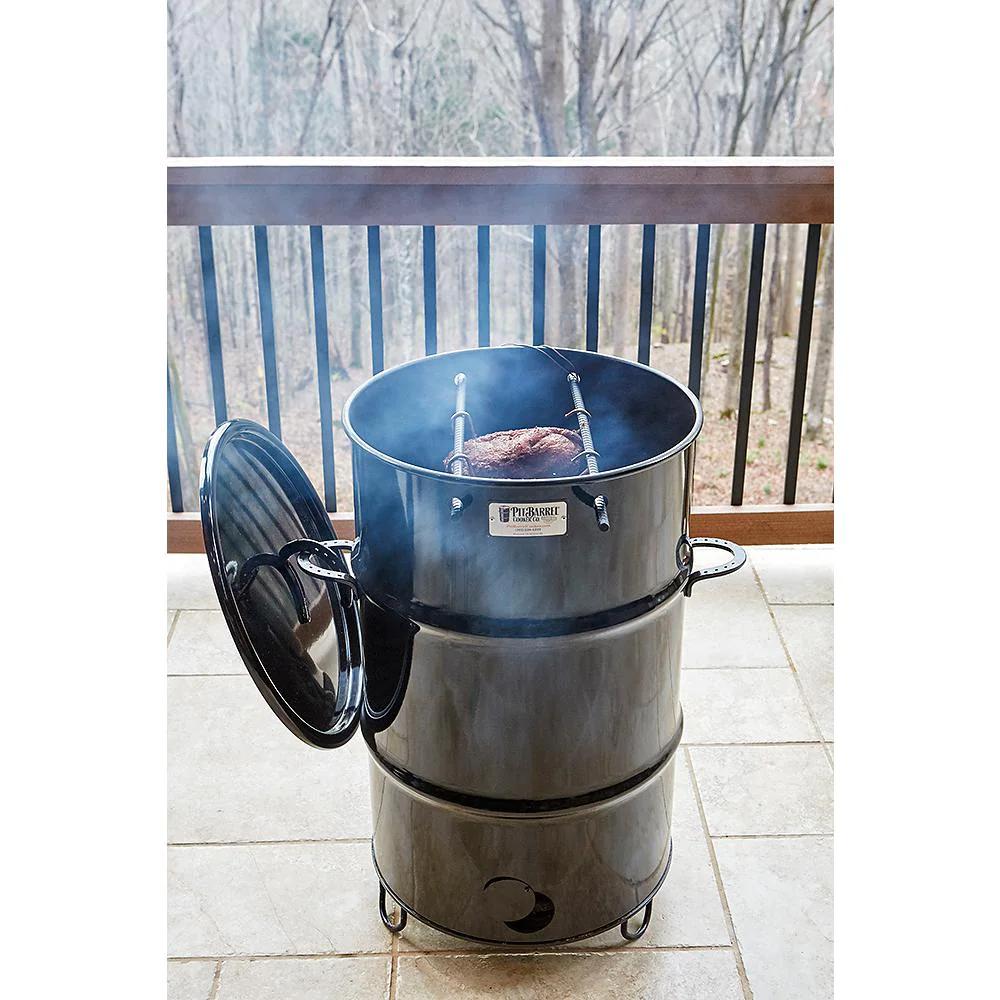 Vertical Charcoal Smoker Manual Ignition 1-Rack Steel Coal Basket Included