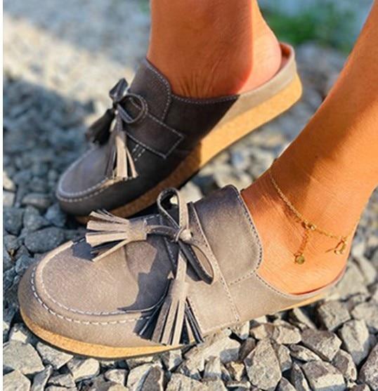New Leather Women Walking Loafers