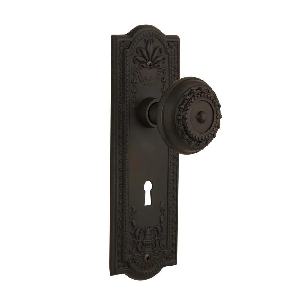 Meadows Plate with Keyhole 2-3/8 in. Backset Oil-Rubbed Bronze Privacy Bed/Bath Meadows Door Knob