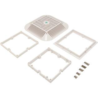 Main Drain Grate, 14" x 14" Square, 2 Retro 9"x9", White