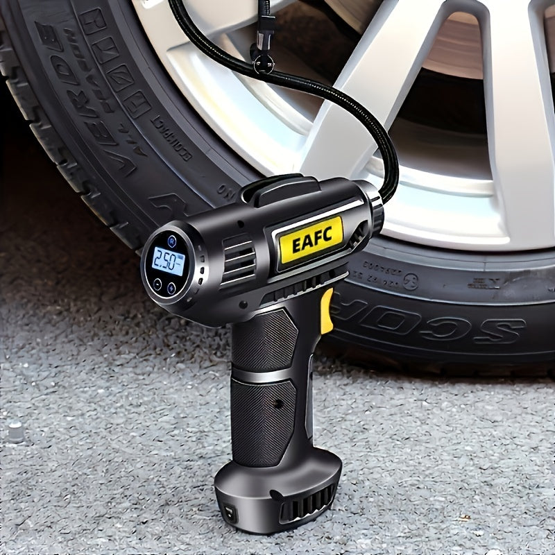 120W Portable Car Air Compressor: Inflate Your Tires With Ease - Wireless &amp; Wired Handheld Pump With LED Light
