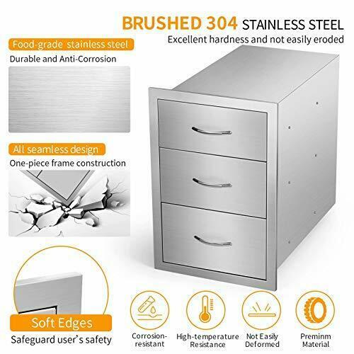Outdoor Barbecue Drawers, Stainless Steel Kitchen Drawers 18W x 23H x 23D Inch