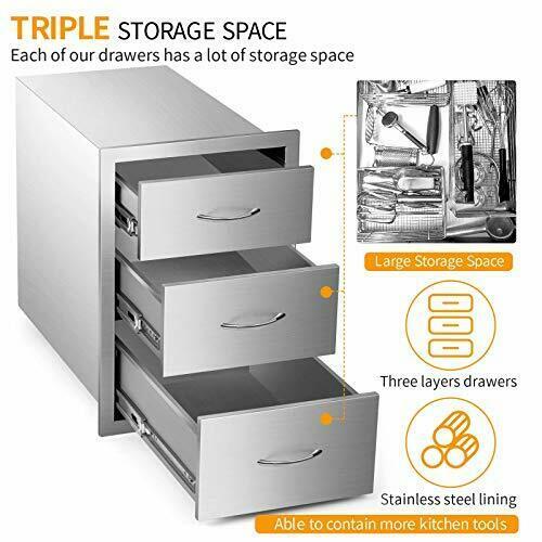 Outdoor Barbecue Drawers, Stainless Steel Kitchen Drawers 18W x 23H x 23D Inch