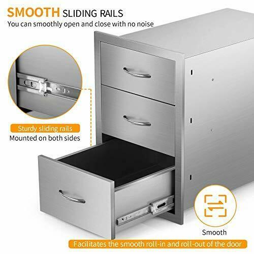 Outdoor Barbecue Drawers, Stainless Steel Kitchen Drawers 18W x 23H x 23D Inch