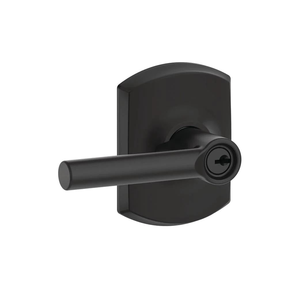 Broadway Matte Black PassaHall/Closet Door Lever with Greenwich Trim