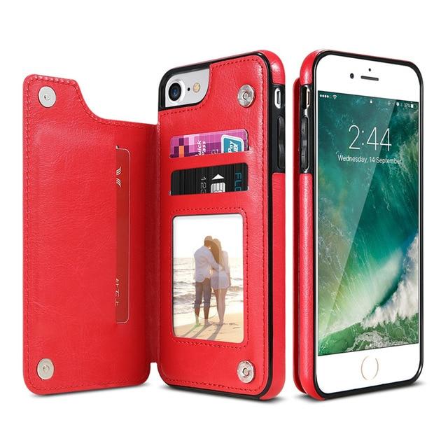 Retro PU Leather Multi Card Holders Case For iPhone