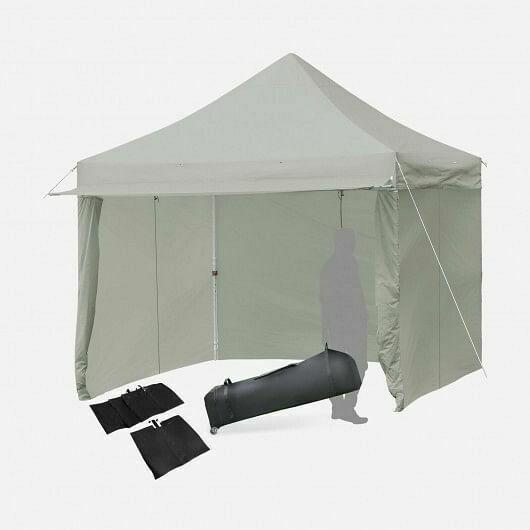 10x10ft Pop up Gazebo with 4 Height and Adjust Folding  Awning -Gray - Color: G