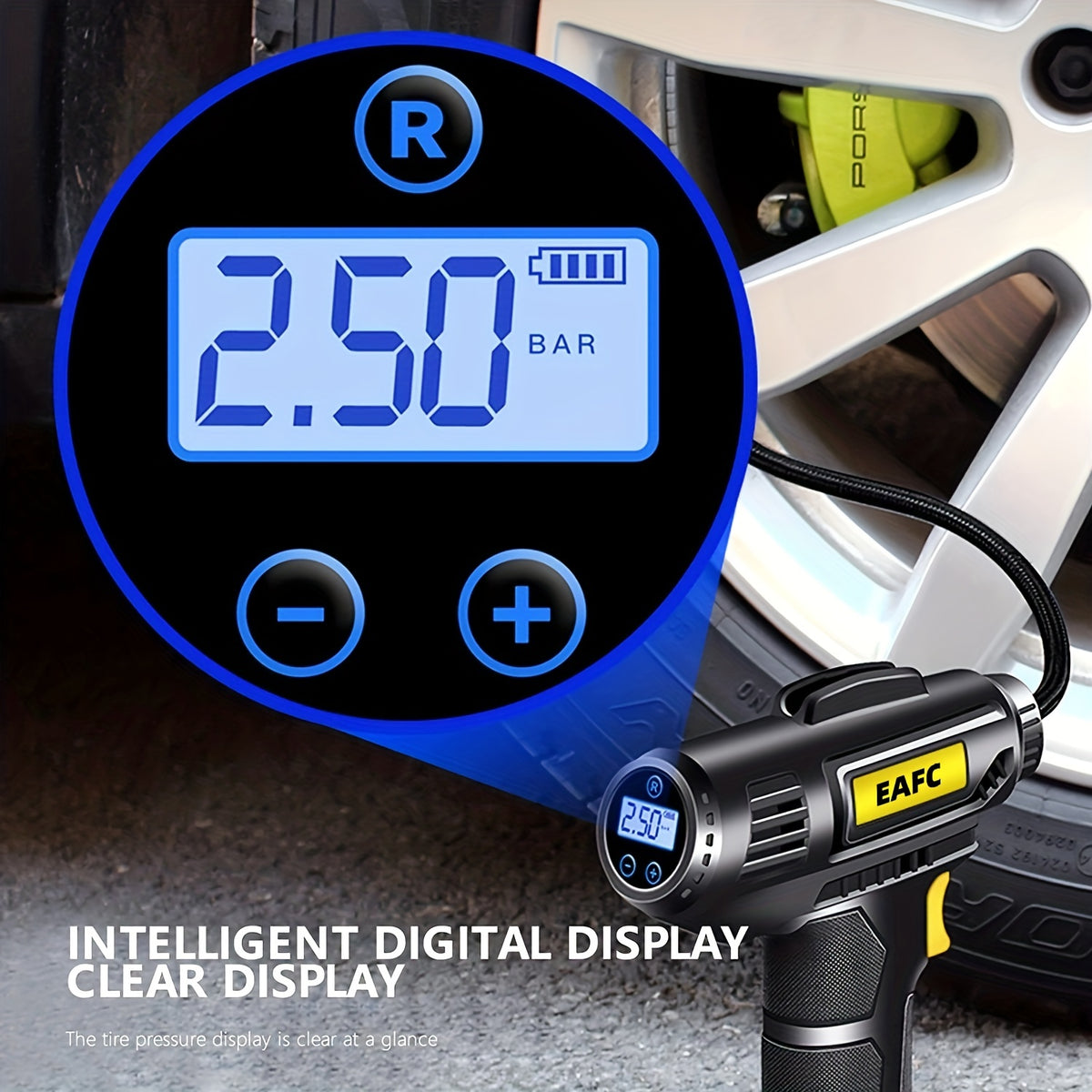 120W Portable Car Air Compressor: Inflate Your Tires With Ease - Wireless &amp; Wired Handheld Pump With LED Light
