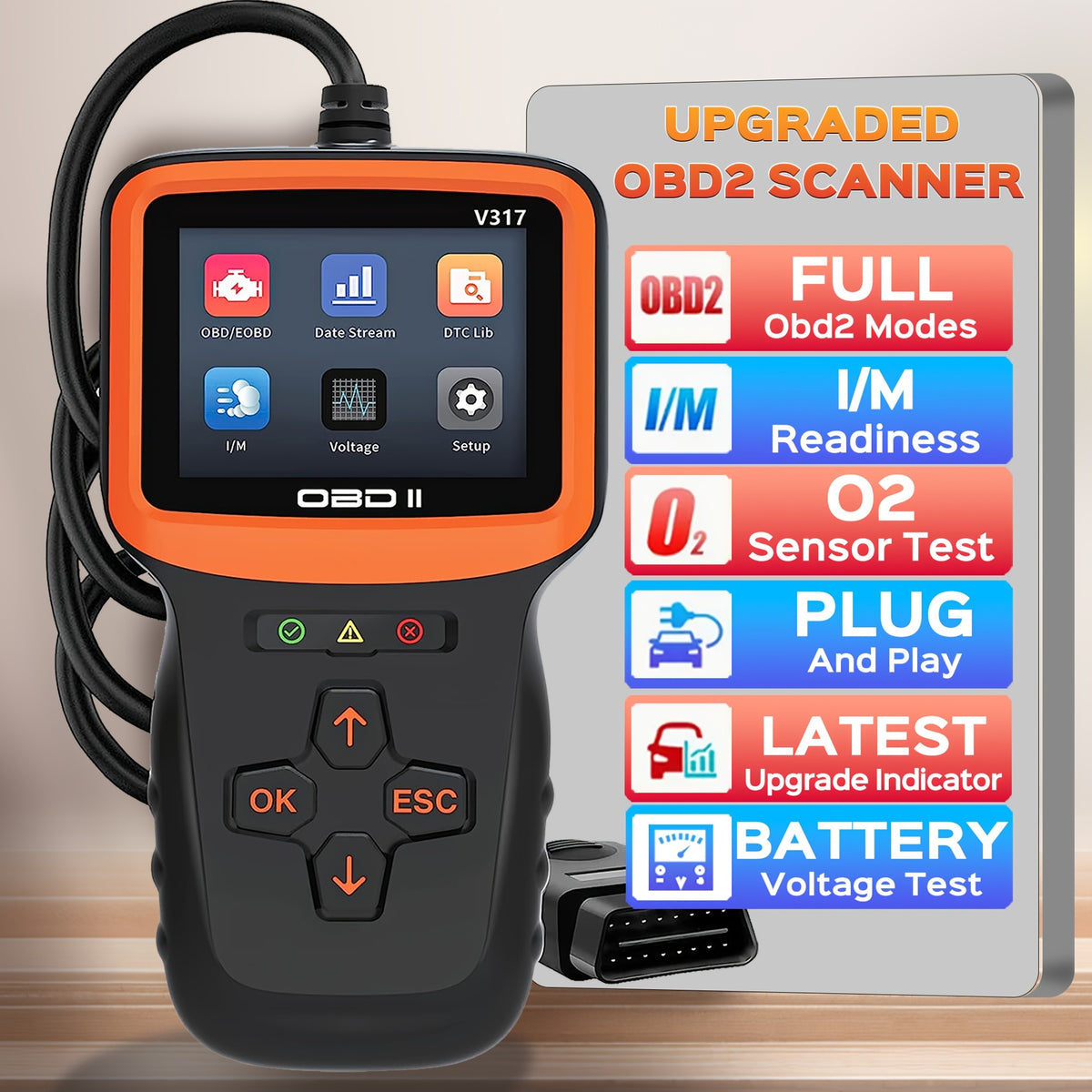 OBD2 Scanner Auto Check Car Engine Clear Fault Code Reader Automotive Diagnostic Scan Tester Tools Kit Color Screen,Car OBDII/EOBD Scan Tool