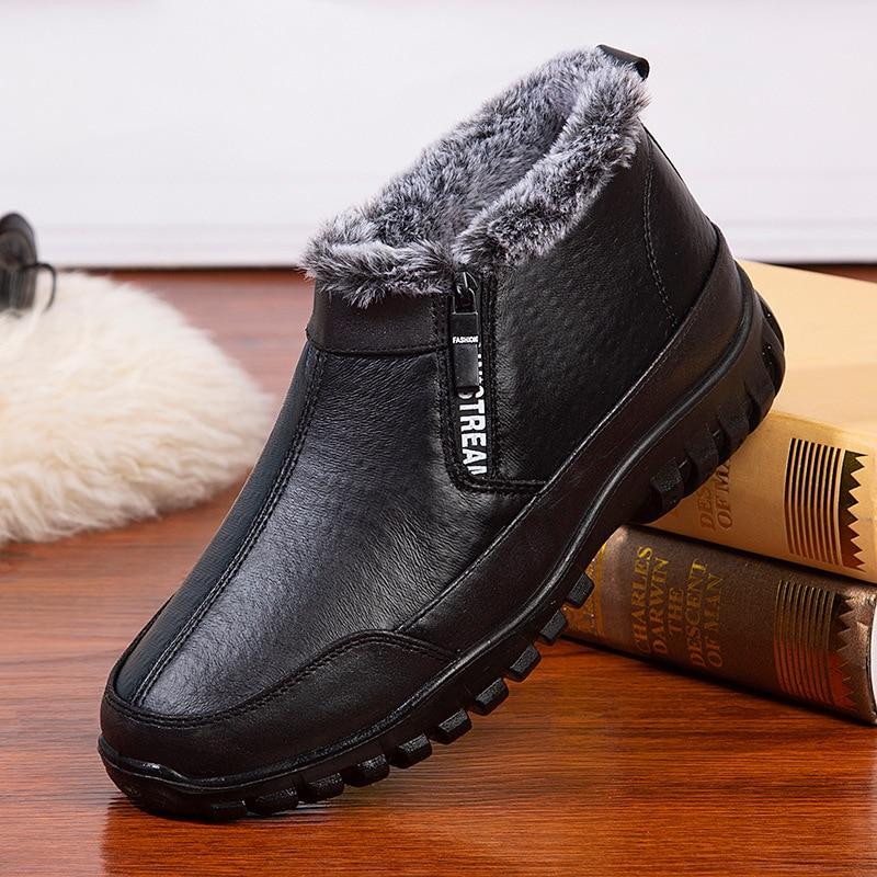 Men Waterproof Plush Warm Lining Comfy Casual Ankle Boots