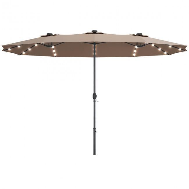 15 Ft Patio LED Crank Solar Powered 36 Lights Umbrella Base