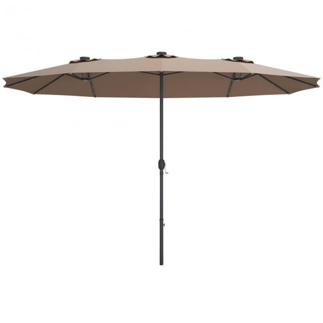 15 Ft Patio LED Crank Solar Powered 36 Lights Umbrella Base