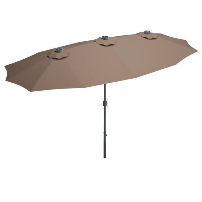 15 Ft Patio LED Crank Solar Powered 36 Lights Umbrella Base