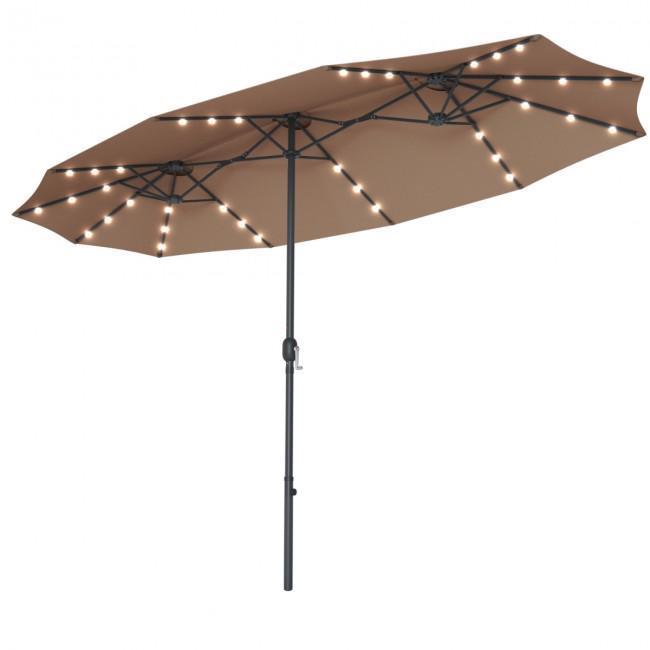 15 Ft Patio LED Crank Solar Powered 36 Lights Umbrella Base
