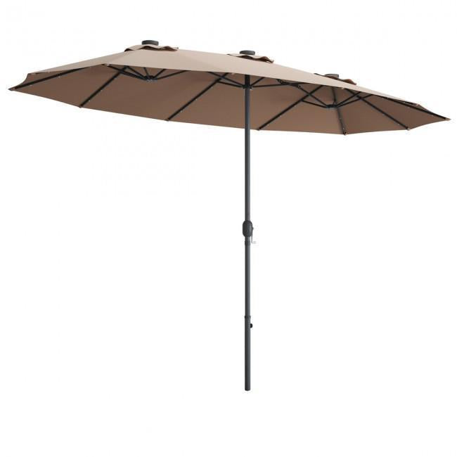 15 Ft Patio LED Crank Solar Powered 36 Lights Umbrella Base