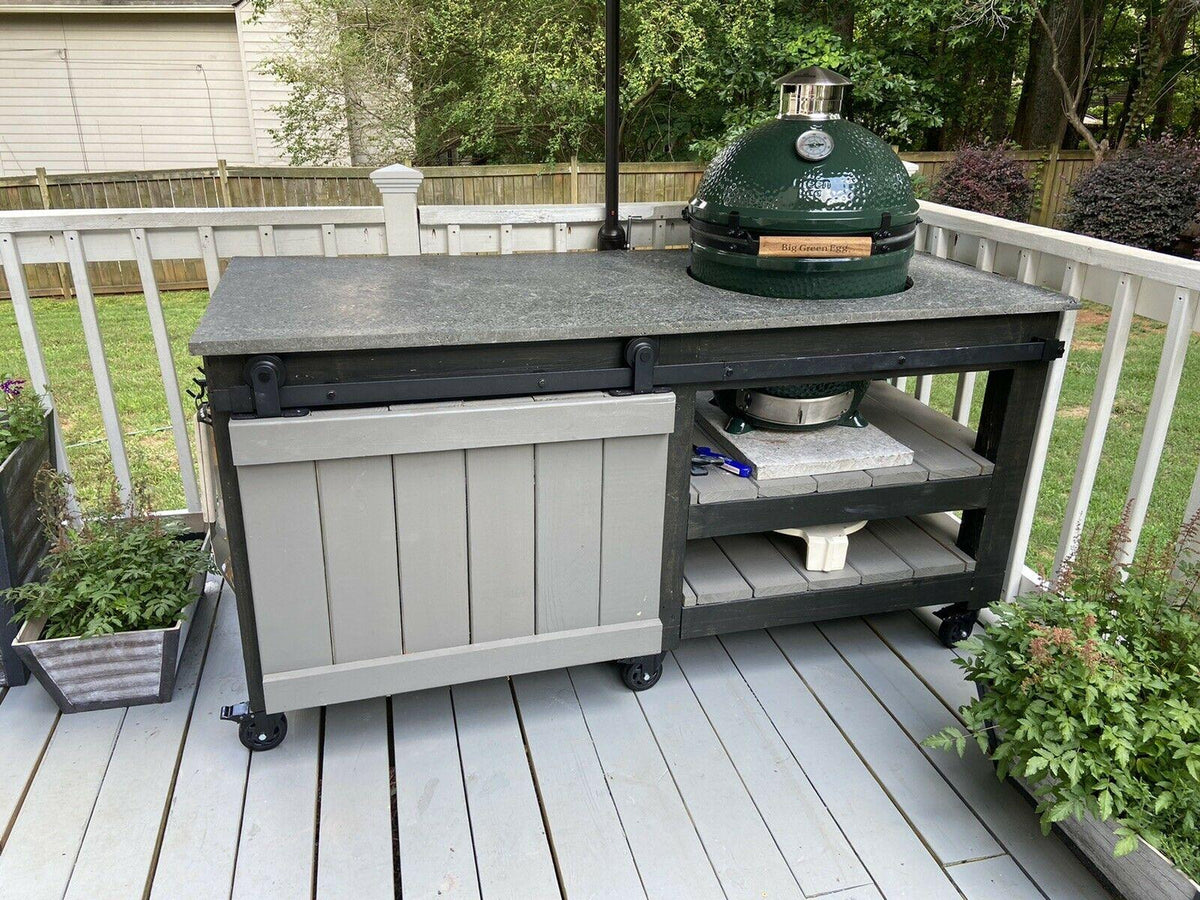 Custom BGE BBQ Table/Stand with Concrete Countertop & Extras
