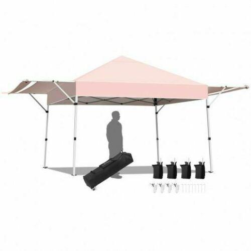 17 Feet x 10 Feet Foldable Pop Up Canopy with Adjustable Instant Sun Shelter-Pin
