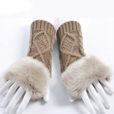 Clothing Accessories - Fashion Women Faux Rabbit Fur Hand Wrist Crochet Knitted Finger-less Gloves